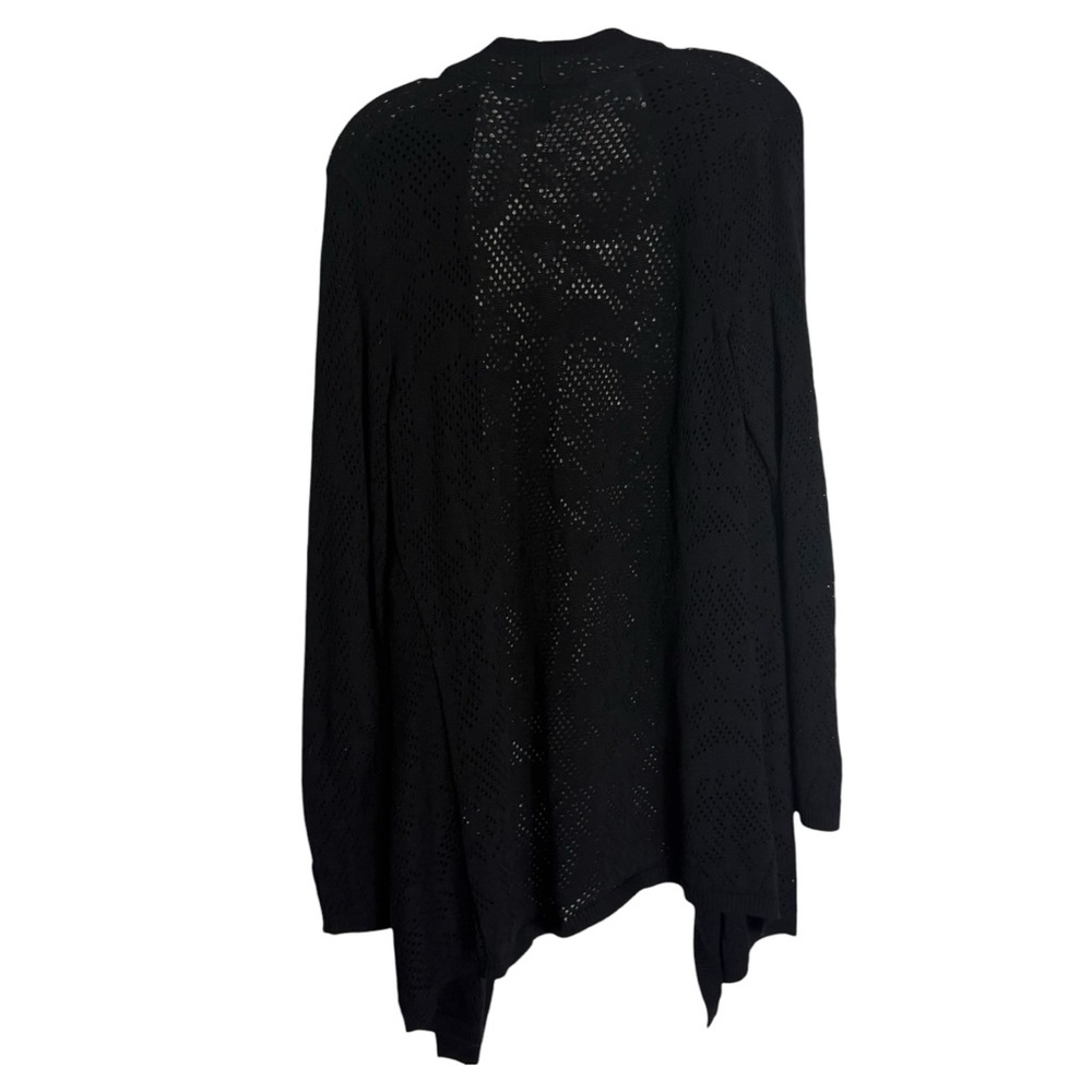 WHBM Open-Front Lightweight Roses Semi-Sheer Sweater in Black Size M - Picture 2 of 5